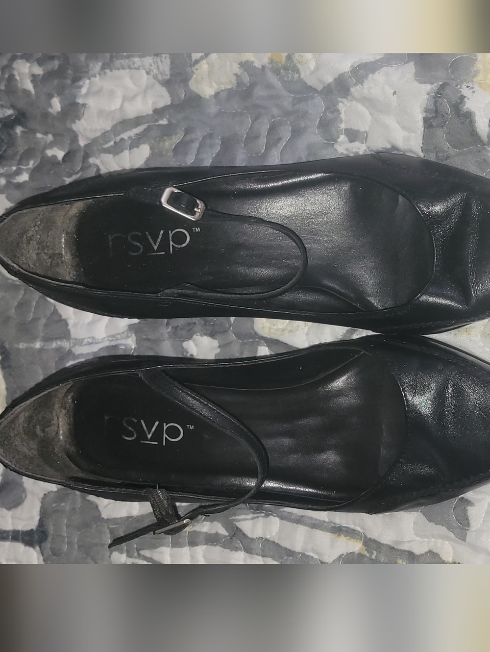 RSVP Black Leather Pointed Toe Kitten Heel Mary Jane – Size 10